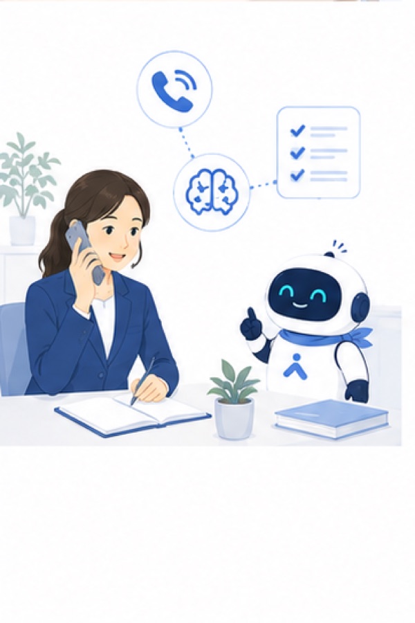 顧問先からの電話にAIが一次対応するイラスト
